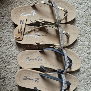 Seven7 thong sandals both size 7 (two pairs)